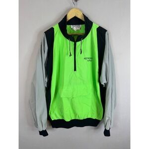 Vintage Boyd Coddington Hot Rods Neon‎ Green Windbreaker 1/4 Zip Jacket Mens XXL